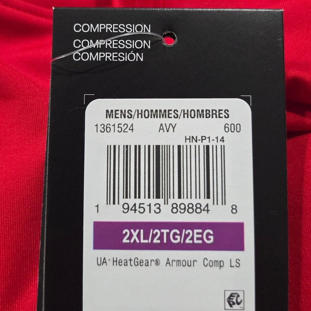 Under Armour HeatGear Mens‎ Compression Shirt XXL Red Long Sleeve Athletic NWT - Picture 10 of 12
